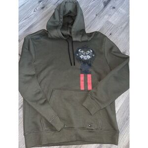 Tapout Hoodie Size Large Olive Green Fearless Fighting Club Graphic Front & Back
